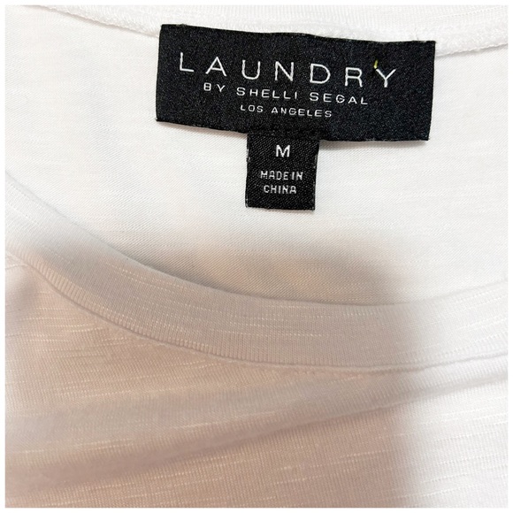 NWOT Laundry by Shelli Seagal, White Knot Tie Puffy Short Sleeved Shirt - Picture 6 of 8